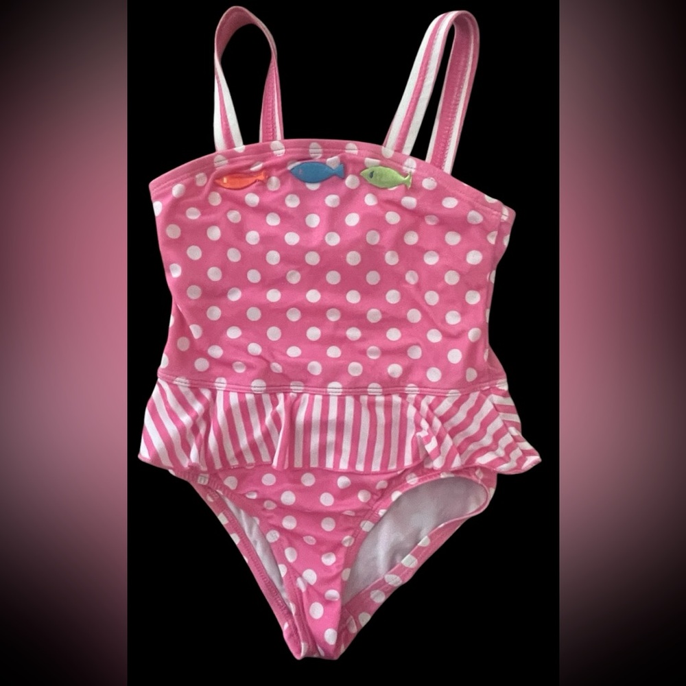 Bass Pro Shop Pink Polka Dot Kids Swimsuit